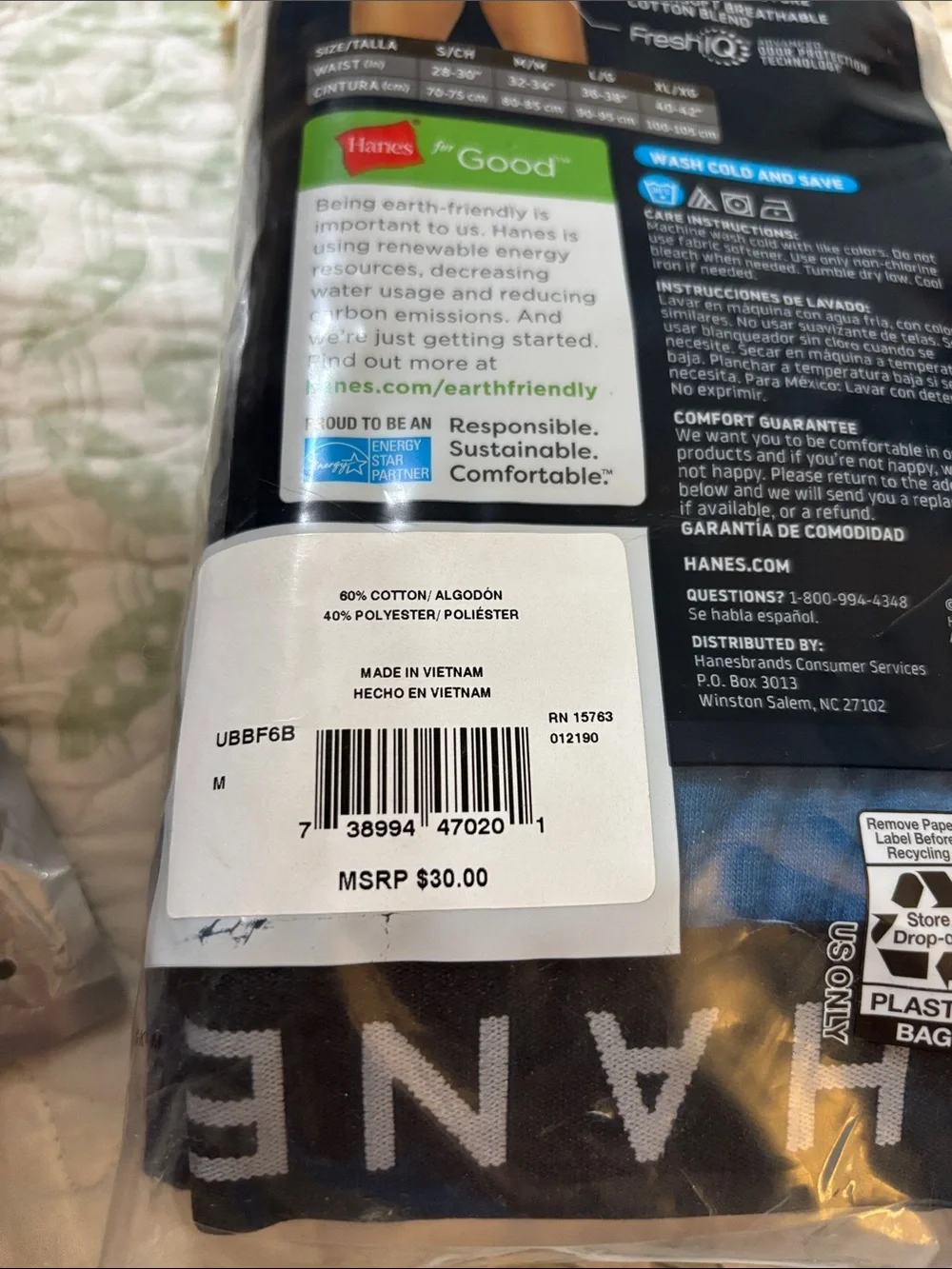 Hanes Men's ComfortBlend Gray Briefs - 6 Pack brand new original bag size medium